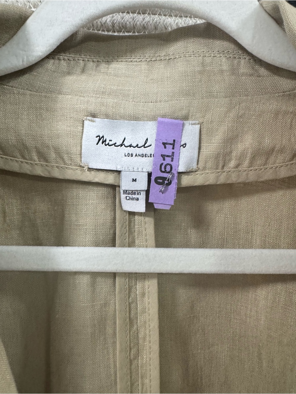 Michael Stars 100% Linen Beige Blazer Jacket Size M Neutral Coastal Chic - Picture 7 of 7